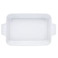 thumbnail image 3 of KFFKFF White Ceramic Cooking Tray, 9" x 13" Size, Rectangular Ovenware with Dual Grips, Oven Safe, Deep Dish for Lasagna, Casserole Serving Dish, Ideal for Thanksgiving & Christmas Gift, 3 of 9