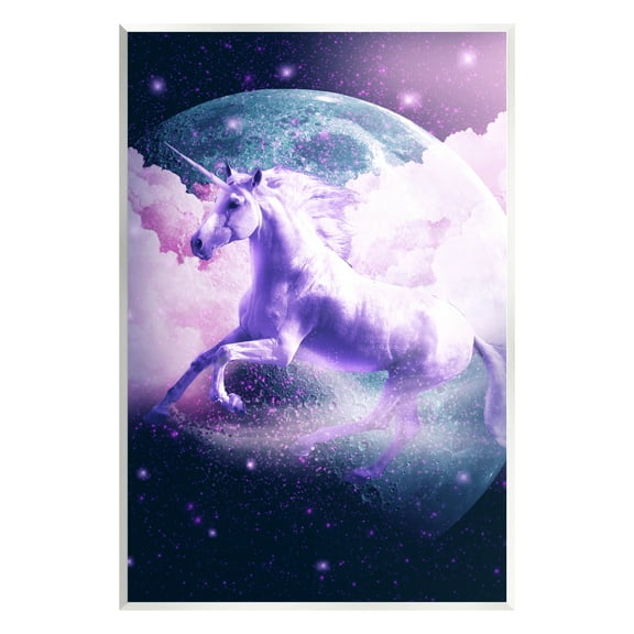 Stupell Industries Unicorn in Outer Space Fairy Tales & Fantasy Painting Unframed Art Print Wall Art, 10 x 15