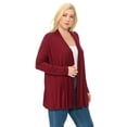 thumbnail image 2 of Pastel by Vivienne Women's Long Sleeve Jersey Plus Size Cardigan Burgundy X-Large, 2 of 3