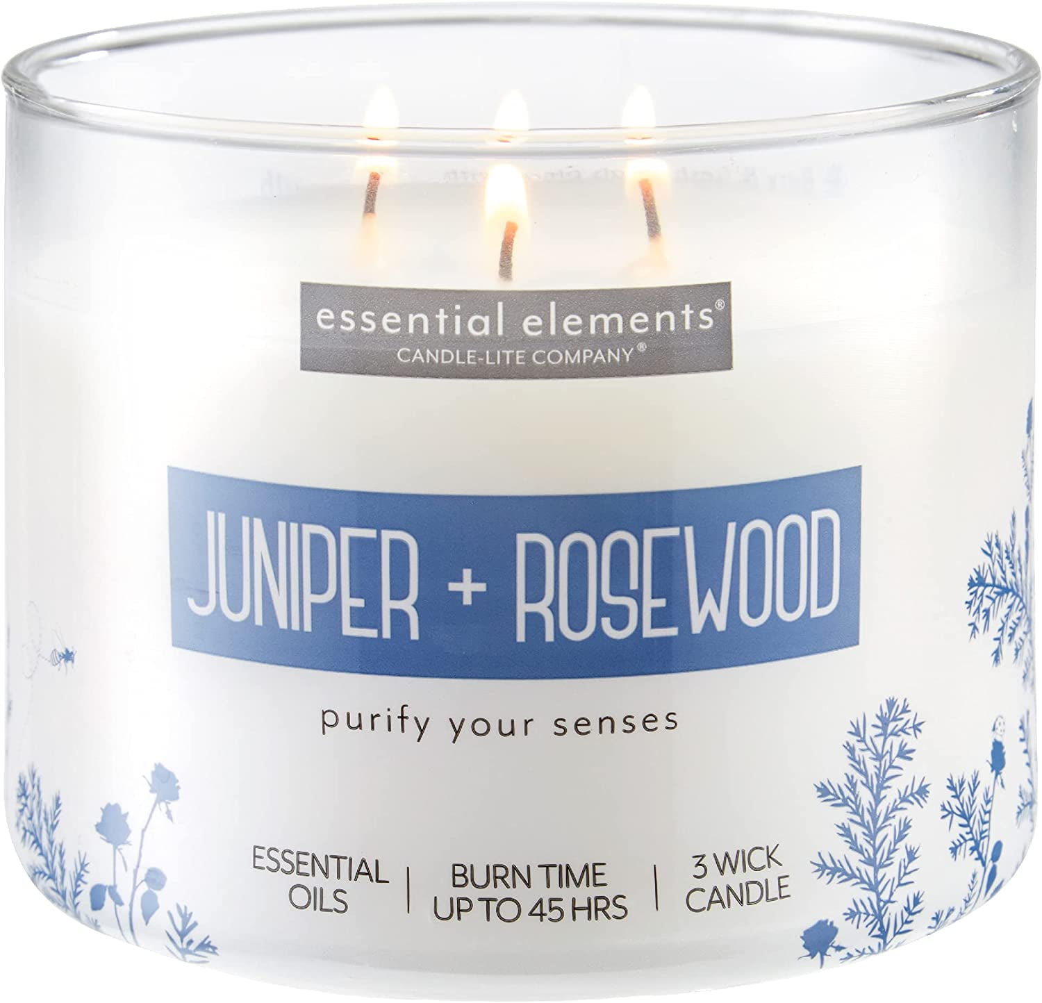 Juniper & Rosewood White Soy 3-Wick Glass Jar Candle
