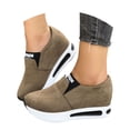 thumbnail image 3 of Platform Loafers for Women Suede Slip on Walking Shoes Fashion Hidden Wedge Sneakers Casual Driving Shoes Brown Size 7, 3 of 9