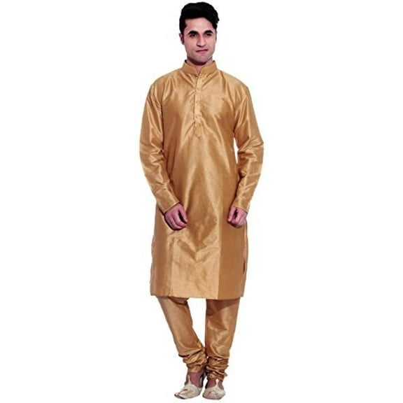 Royal Kurta Mens Silk Blend Kurta Churidar Gold