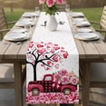 thumbnail image 4 of Valentine's Day Table Runner - 48 Inch Long Love Tree Branch Truck Roses Romantic Cotton and Linen Blended Dress Scarves Farmhouse Table Runner for Kitchen Dining, Coffee Table, 13" x 48", 4 of 8
