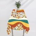 thumbnail image 6 of Retro Floral Tablecloth, Groovy Wavy Geometric Hippie Cute Flowers 70s 60s Yellow Orange Print Table Cloth Cover for Holiday Home Picnic Party Wedding Buffet 55x55inch, 6 of 6