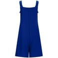 thumbnail image 4 of Women's Summer Solid Color Button Down Jumpsuit - Casual Sleeveless Overalls with Adjustable Straps & Side Pockets, 4 of 4