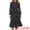 Black, variant on Fall Floral Long Sleeve Chiffon Midi Dress L Grey Blue