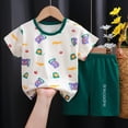 thumbnail image 2 of Baby Boy Outfits Child Boys Summer Sweet Cartoon Prints Short Sleeve T Shirt Tops Floral Prints Shorts 2Pcs Outfit Girls Summer Outfits White 3 Years-4 Years, 2 of 4