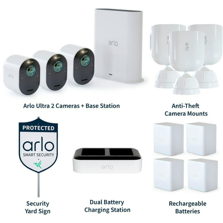 Arlo Ultra 2 Spotlight Camera Wire Free Security System 4 pack with Total  Security Mount
