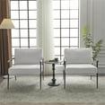 thumbnail image 2 of Modern Chic Accent Chair with Metal Frame, Upholstered Chenille Living Room Chair with Removable Seat and Back Cushion, Comfy Reading Chair for Bedroom, White, 2 of 11