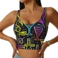 thumbnail image 2 of Uemuo Neon Bar Drinks Pattern Women's Sports Bra - High Impact Support, Breathable, and Comfortable Athletic Bra for Running, Yoga, and Workouts, 2 of 9