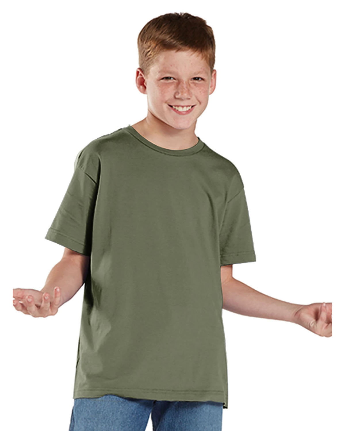 Aquaguard 100% Cotton Boys t-Shirts Crew Neck Short Sleeve Kids Toddler Tee - XS - Military Green