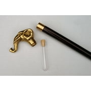 36 Elephant Head Cane Silver Handle Wood Shaft Sturdy Gentlemans Walking Stick