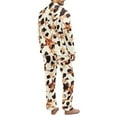 thumbnail image 2 of SCRAWLGOD Cow Print Stars Beige Mens Polyester Pajama Set, 2 Pcs Wrinkle-Free Button Down Pajama Set for Men, Men's Sleepwear with Pockets, Long Sleeve Loungewear, S, 2 of 6