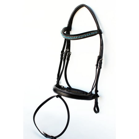 Horse English Padded Leather Show Bridle Crystal Bling Jumping Hunter