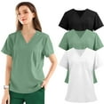 thumbnail image 2 of Resivox Basic Scrubs for Women Plus Size Nursing Uniforms Petite V Neck Plain Scrub Shirts Scrub Tees Medical Scrubs Uniformes De Enfermeras De Mujer Green L, 2 of 7