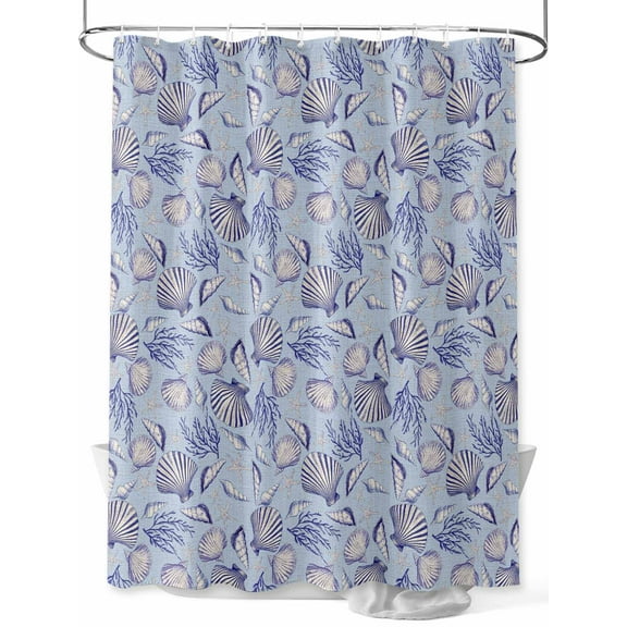 Fsddascl Coastal Seashells Shower Curtain Set - 48" x 72" Washable Bathtub Curtain with 12 Hooks, Summer Nautical Coral Vintage Rustic Waterproof Fabric Stall Shower Curtains for Bathroom/Bathtub