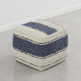 thumbnail image 5 of Simpli Home Grady 18 inch Wide Wool and Cotton Square Pouf Ottoman, Natural and Blue Stripe, 5 of 9