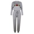 thumbnail image 5 of LYXSSBYX Womens 2 Piece Outfits Clearance Women's Christmas Print Long Sleeve O-Neck Sport Pullover Leisure Crop Tops + Pants Set, 5 of 6