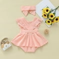 thumbnail image 4 of KAOOCXU Girl Lovely Bodysuit Flying Sleeved Solid Color Baby Lace Jumpsuit With Headband Suitable Casual Formal Occasions, 4 of 4
