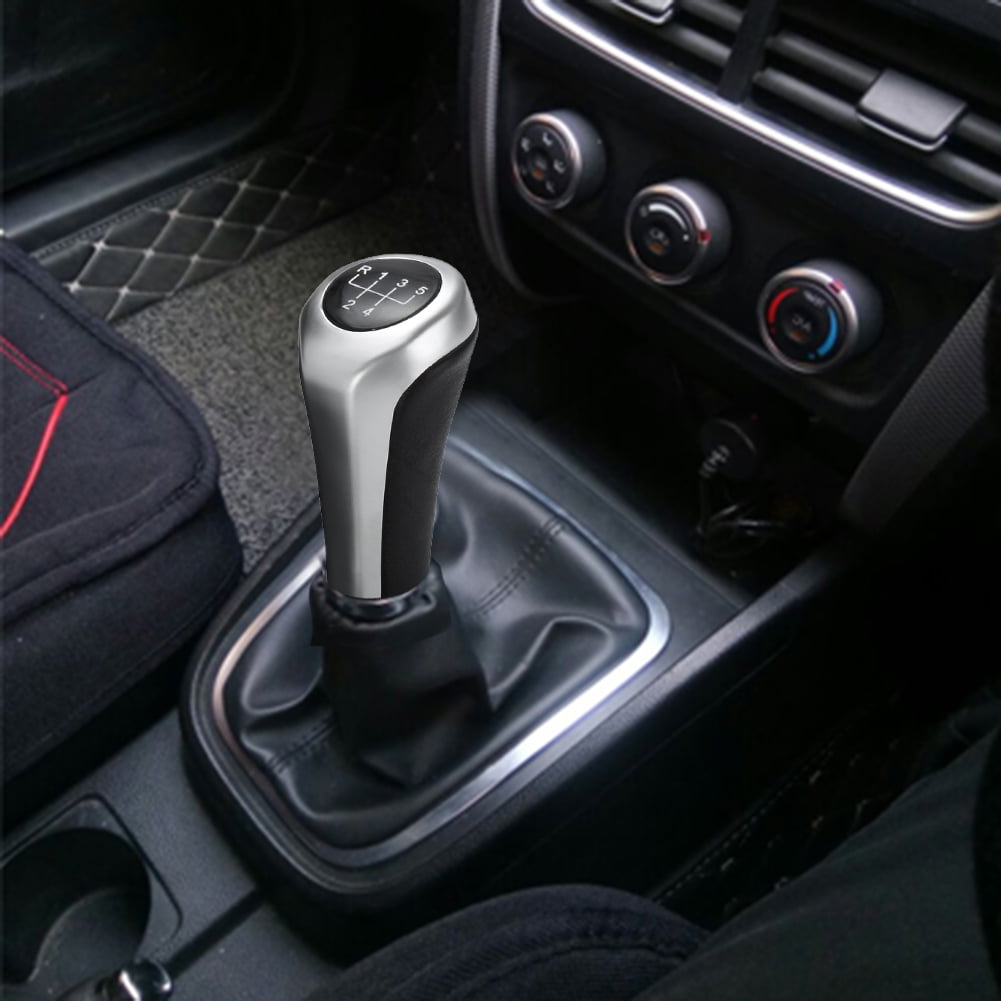 1 Set Black&Silver Automatic Manual Auto Car Gear Shift Knob Shifter Lever Cover 