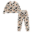 thumbnail image 2 of Tutoliy Halloween Pjs for Women Cat Pumpkin Printed Pajama Set Crewneck Nightwear Spider Web Printed Plus Size Loungewear with Pockets, L, 2 of 7