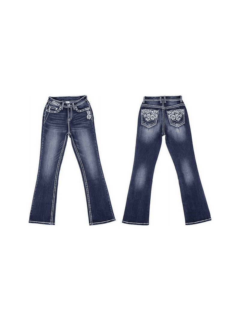 【U LAN】Hip-point bootcut denim pants Jack David/H&Y Women's Rhinestone Bootcut Stretchy Denim