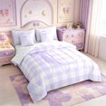 thumbnail image 2 of Manfei Purple Alphabet C Design 7-Piece Twin Bedding,Pixel Geometric Grid Bedding Comforter Set,Reversible, 2 of 7