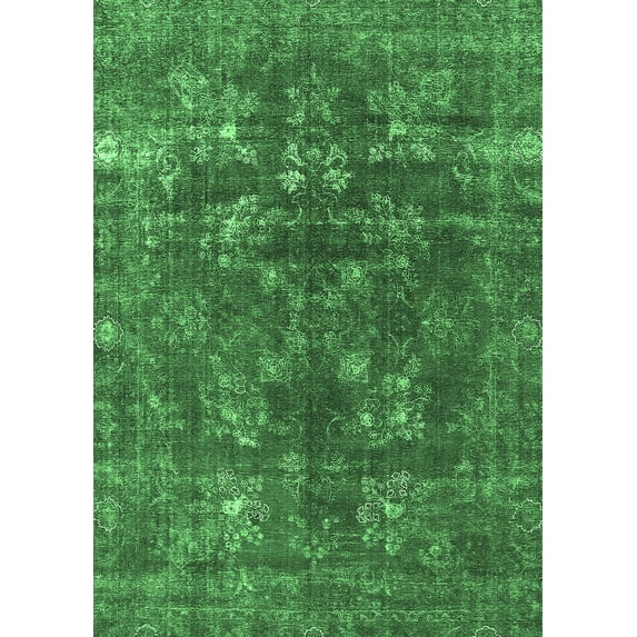 Ahgly Company Indoor Rectangle Oriental Emerald Green Industrial Area Rugs, 7' x 9'