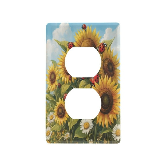 New Flame-Retardant Switch Plate Cover,DIY Wall Plate Decor with Screws,Several Sunflower