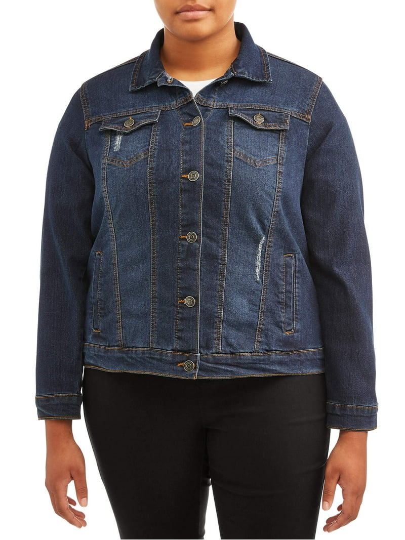 New Look Juniors' Plus Size Distressed Denim Jacket