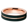 thumbnail image 2 of Tungsten Wedding Band Rose Gold Tungsten Men and Women Black Tungsten Offset Groove 6mm Comfort Fit, 2 of 3