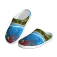 thumbnail image 2 of Daiia Island And Coral Reef Print Women’s Fuzzy Slippers Memory Foam Lightweight House Shoes Cozy Loafer Flannel House Shoes-44/45, 2 of 7