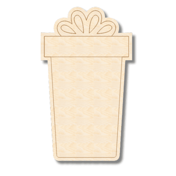 Unfinished Wood Etched Tall Birthday Gift Shape | Paint By Line Crafts 7" / 1/8"