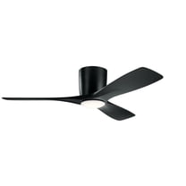 Bailey Street Upland Buildings 48” Satin Black LED Hugger Ceiling Fan with Frosted White Lens