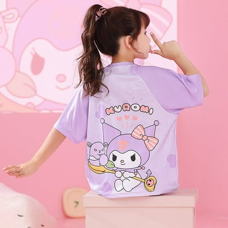 

Anime Sanrios My Melody Cinnamoroll Hellokittys Children Adult Summer Ice Silk Pajama Set Cute Short Sleeved Shorts Home Clothe