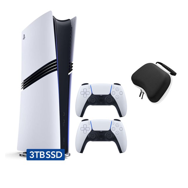 PlayStation 5 Pro 3TB SSD Digital Console with Two DualSense Controllers and Mytrix Hard Shell Protective Controller Case - Flagship PS5 Pro Console