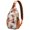 Lightweight Du, variant on Geometric Dog Pattern Sling Backpack for Women Men, Abstract Canine Print Crossbody Bag with Paw and Bone Design, Travel Hiking Daypack