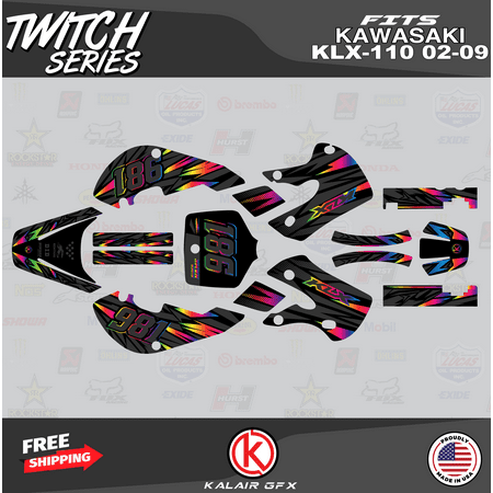 Kalair GFX Graphics Kit for Kawasaki KLX110 (2002-2009) Twitch Series Kalair GFX Graphics Kit for Kawasaki KLX110 (2002-2009) Twitch Series
