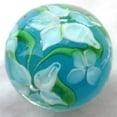 thumbnail image 3 of Big Game Toys~22mm (7/8") Hibiscus Hand Made Art Glass Marble Turquoise/Blue/White Flower, 3 of 5