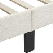 Bowery Hill Modern Boucle Fabric Mattress Ready Queen Bed in White