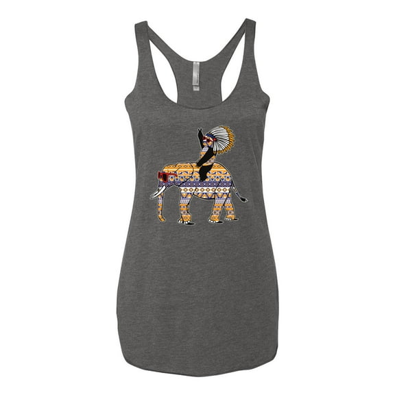 Wild Bobby, Cute Colorful Elephant Squirrel Mosaic, Animal Lover, Women Tri-Blend Racerback Tank Top, Premium Heather, Medium