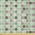 thumbnail image 2 of Ambesonne Geometric Fabric by the Yard Microfiber, Grungy Colorful Hexagon, 2 Yards, Grey Pink and Pale Green, 2 of 2