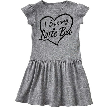 

Inktastic I Love My Little Bro in Black Chalk Heart Gift Toddler Girl Dress