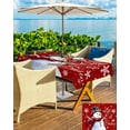 thumbnail image 3 of Christmas Tablecloth with Umbrella Hole and Zipper Christmas Snowman Rectangle Outdoor Tablecloths 60x84 Table Cloths Berry Cardinal Birds Patio Table Cloth Cover for Holiday Party Yard Garden Cafe, 3 of 5