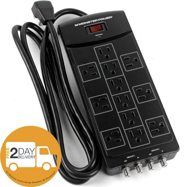 Monster Power 12 AC Outlets With 2 Coaxial Cable / SAT InOut Surge