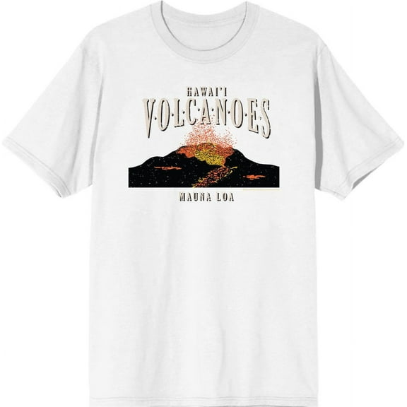 Adventure Society Hawaii Volcanoes Men's White Crew Neck Short Sleeve Tee-Medium