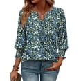 thumbnail image 2 of Top WIHOLL Primavera-Verano con estampado floral de manga 3/4 y cuello en V para mujer, 2 of 4