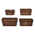 thumbnail image 1 of Shineco 5050BT Set of 4 Rectangular Cedar Barrel Planters - Burnt Brown, 1 of 1