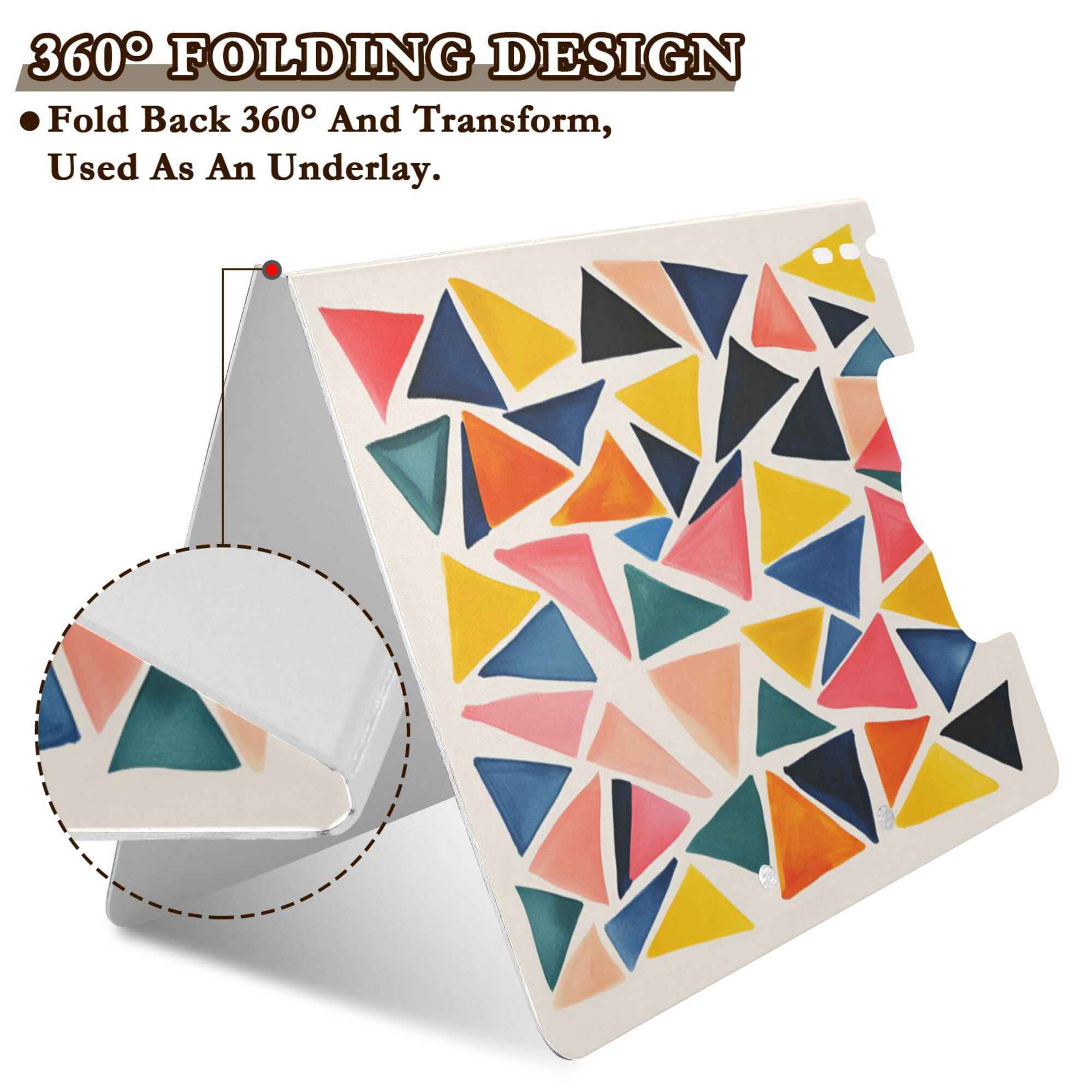 FORMRS A4 Clipboard Folder with Pen Holder Horizontal Foldable School Office Binder, Abstract Triangles