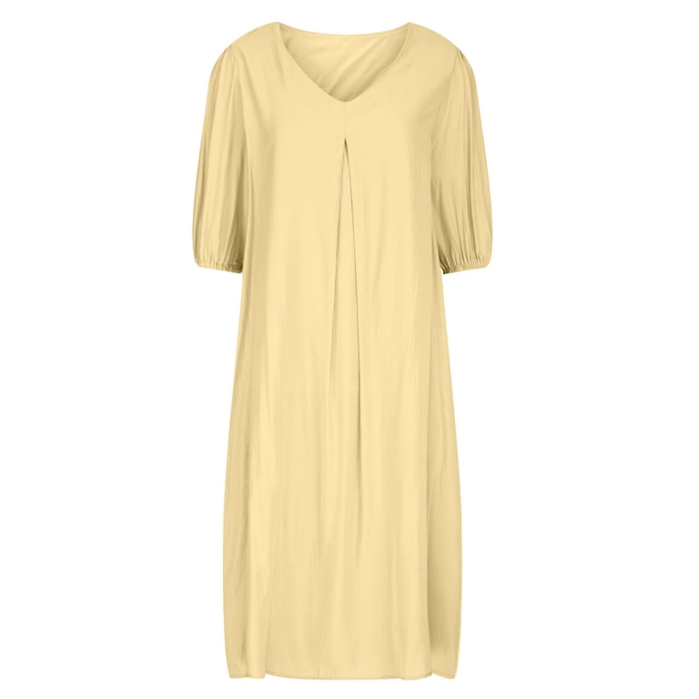 plain pleated dress EsEiCo Womens Midi Dress Cap Sleeve Plain Pleated Hem Notched Neckline A-line Dress Casual for Women Black at Amazon Women's Clothing store